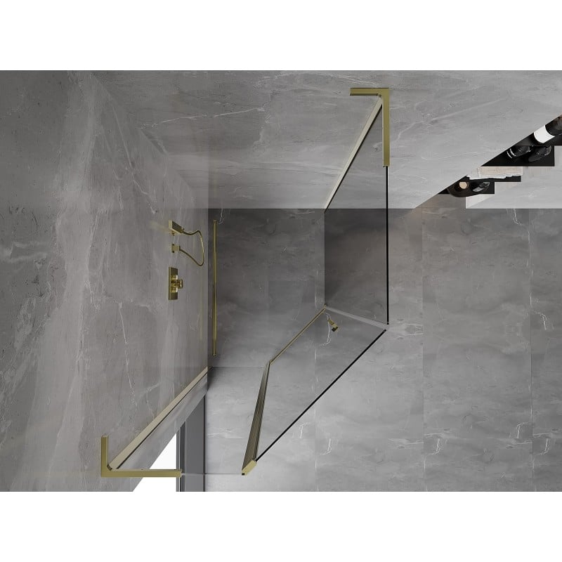 Mexen Mist L cabine de douche pentagonale asymétrique battante 80 x 90 cm, transparent, doré - 8A8L-080-090-50-00