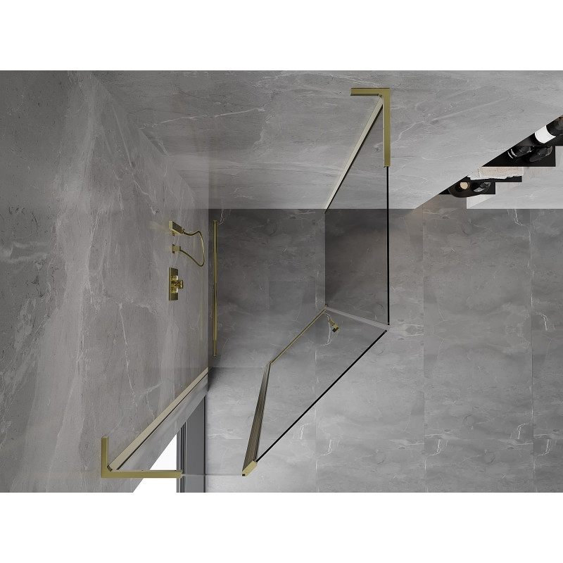 Mexen Mist L cabine de douche pentagonale asymétrique pivotante 80 x 100 cm, transparent, dorée - 8A8L-080-100-50-00