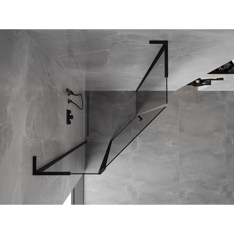 Mexen Mist L cabine de douche pentagonale pivotante 100 x 100 cm, transparent, noire - 8A8L-100-100-70-00