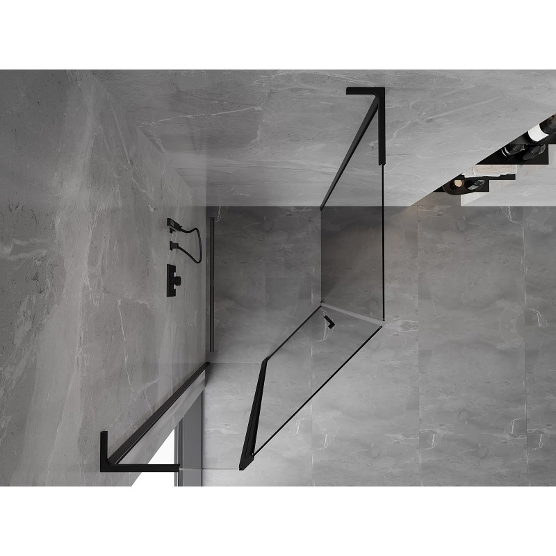 Mexen Mist L cabine de douche asymétrique pentagonale pivotante 80 x 90 cm, transparent, noir - 8A8L-080-090-70-00