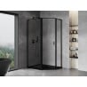 Mexen Mist L cabine de douche pentagonale asymétrique pivotante gauche 100 x 90 cm, cadre noir, noir - 8A8L-100-090-70-70-L