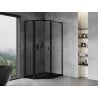 Mexen Mist L cabine de douche pentagonale asymétrique pivotante gauche 80 x 100 cm, cadre noir, noir - 8A8L-080-100-70-70-L
