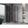 Mexen Mist L cabine de douche pentagonale asymétrique pivotante gauche 90 x 100 cm, cadre noir, noir - 8A8L-090-100-70-70-L
