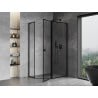 Mexen Mist L cabine de douche pentagonale asymétrique à charnière droite 100 x 90 cm, cadre noir, noir - 8A8L-100-090-70-70-P
