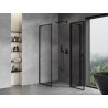Mexen Mist L cabine de douche pentagonale asymétrique pivotante droite 80 x 90 cm, cadre noir, noir - 8A8L-080-090-70-70-P