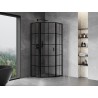 Mexen Mist L cabine de douche pentagonale pivotante gauche 80 x 80 cm, grille noire, noire - 8A8L-080-080-70-77-L