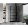 Mexen Mist L cabine de douche pentagonale pivotante droite 90 x 90 cm, grille noire, noir - 8A8L-090-090-70-77-P