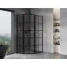 Mexen Mist L cabine de douche pentagonale asymétrique pivotante gauche 80 x 90 cm, grille noire, noir - 8A8L-080-090-70-77-L