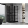 Mexen Mist L cabine de douche pentagonale asymétrique pivotante gauche 80 x 90 cm, grille noire, noir - 8A8L-080-090-70-77-L