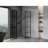 Mexen Mist L cabine de douche pentagonale asymétrique pivotante gauche 80 x 100 cm, grille noire, noire - 8A8L-080-100-70-77-L