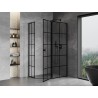 Mexen Mist L cabine de douche pentagonale asymétrique pivotante droite 100 x 90 cm, grille noire, noir - 8A8L-100-090-70-77-P