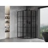 Mexen Mist L cabine de douche pentagonale asymétrique pivotante droite 80 x 90 cm, grille noire, noire - 8A8L-080-090-70-77-P