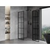 Mexen Mist L cabine de douche pentagonale asymétrique pivotante droite 80 x 90 cm, grille noire, noire - 8A8L-080-090-70-77-P