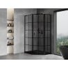 Mexen Mist L cabine de douche pentagonale asymétrique pivotante droite 80 x 100 cm, grille noire, noir - 8A8L-080-100-70-77-P