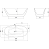 Mexen Eris baignoire autoportante 155 x 80 cm, blanche, trop-plein en nickel brossé - 53441558000-97