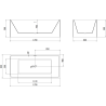 Mexen Nita baignoire autoportante 170 x 80 cm, blanc/noir, trop-plein gun gray brossé - 52091708075-66