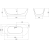 Mexen Roxy baignoire autoportante 180 x 85 cm, blanche, trop-plein gun métal - 51201808500-95