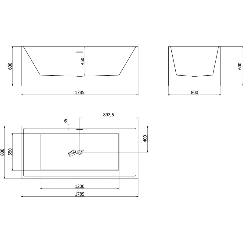 Mexen Vigo baignoire autoportante 178,5 x 80 cm, blanche, trop-plein or rose - 51251788000-60