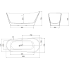 Mexen Dora baignoire autoportante 150 x 75 cm, blanche, trop-plein doré - 52071507500-50