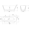 Mexen Dora baignoire autoportante 160 x 75 cm, blanche, trop-plein gun metal - 52071607500-95