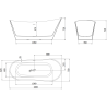 Mexen Dora baignoire autoportante 160 x 75 cm, blanc/noir, trop-plein blanc - 52071607575-20