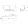 Mexen Dora baignoire autoportante 170 x 75 cm, blanche, trop-plein nickel brossé - 52071707500-97