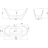 Mexen Lotos baignoire autoportante 170 x 75 cm, blanc/noir, trop-plein chrome - 52051707775-01