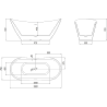 Mexen Lotos baignoire autoportante 180 x 75 cm, blanche/noire, trop-plein blanc - 52051807775-20