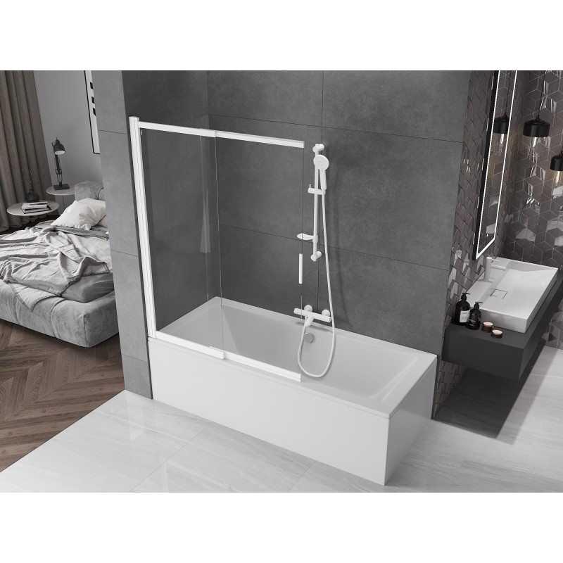 Mexen Fox paroi de douche 2 panneaux coulissants 120 x 150 cm, transparent, blanc - 891-120-002-20-00