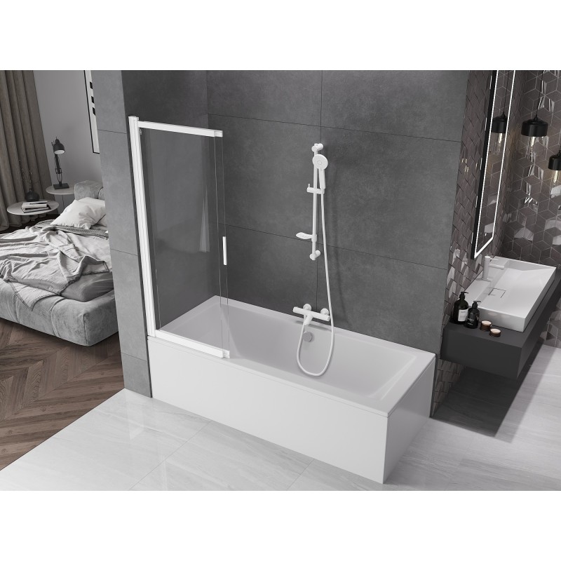 Mexen Fox paroi de douche 2 panneaux coulissants 120 x 150 cm, transparent, blanc - 891-120-002-20-00