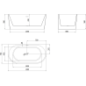 Mexen Oval baignoire autoportante adossée 150 x 75 cm, blanche, trop-plein gris fusil brossé - 52671507500-66