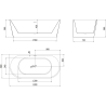 Mexen Oval baignoire autoportante adossée 180 x 80 cm, blanc/noir, trop-plein or rose - 52671808075-60