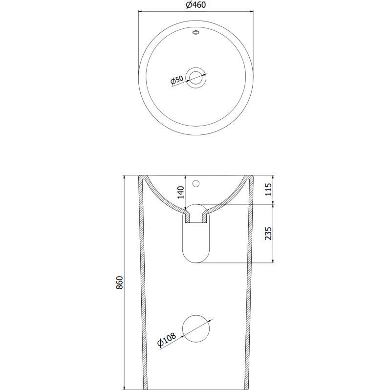 Mexen Nerda lavabo autoportant 46 x 46 cm, noir mat - 26084670