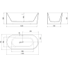 Mexen Mia baignoire autoportante d'angle gauche 140 x 75 cm, blanc/noir, trop-plein doré - 52691407575L-50