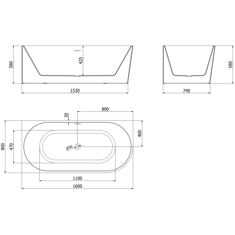 Mexen Mia baignoire autoportante d'angle gauche 160 x 80 cm, blanche, trop-plein doré - 52691608000L-50