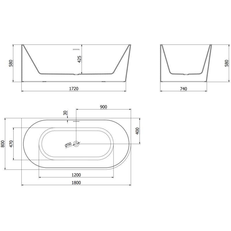 Mexen Mia baignoire autoportante d'angle gauche 180 x 80 cm, blanche, trop-plein chromé - 52691808000L-01