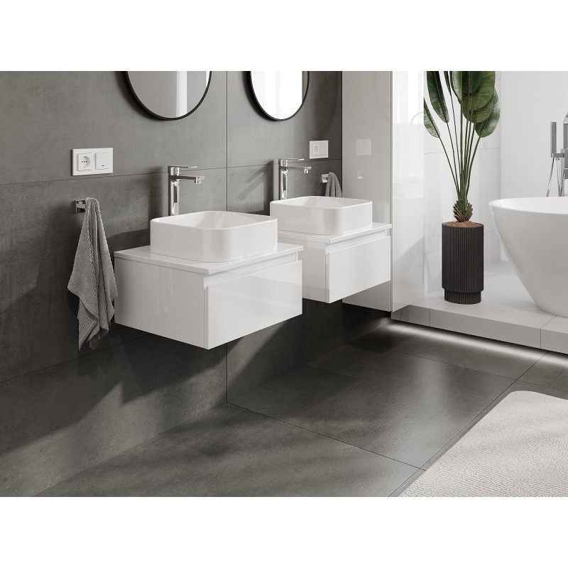 Mexen Orio meuble de salle de bains sous lavabo 50 cm avec plateau, 1 tiroir, blanc brillant - 91A10-05023-1-BFC00