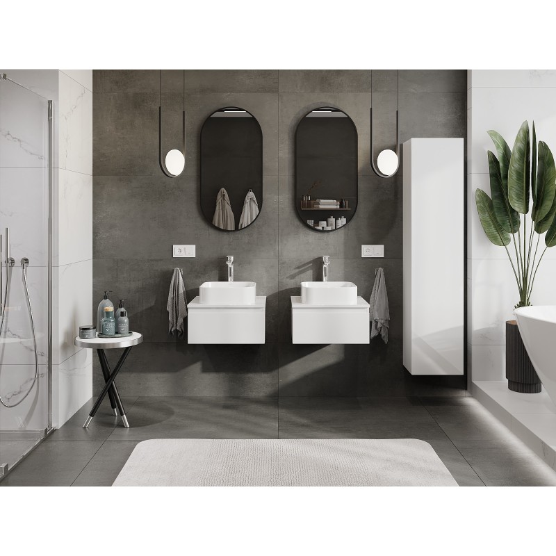 Mexen Orio meuble de salle de bains sous lavabo 50 cm avec plateau, 1 tiroir, blanc brillant - 91A10-05023-1-BFC00