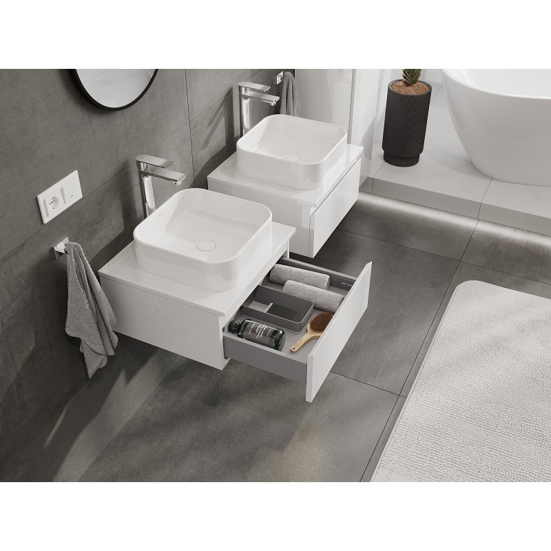 Mexen Orio meuble de salle de bains sous lavabo 50 cm avec plateau, 1 tiroir, blanc brillant - 91A10-05023-1-BFC00