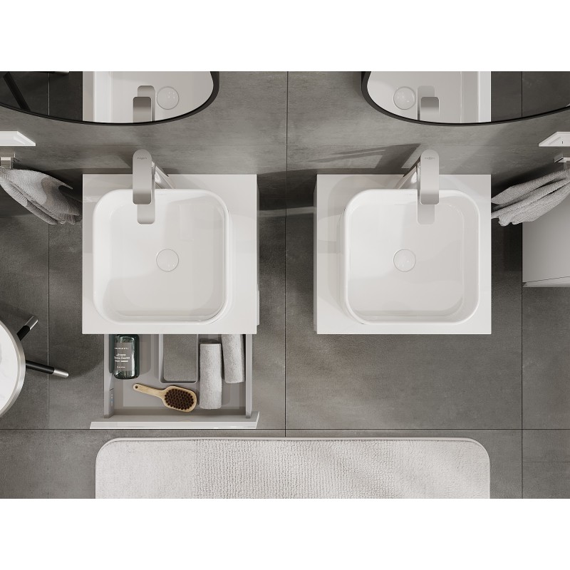 Mexen Orio meuble de salle de bains sous lavabo 50 cm avec plateau, 1 tiroir, blanc brillant - 91A10-05023-1-BFC00