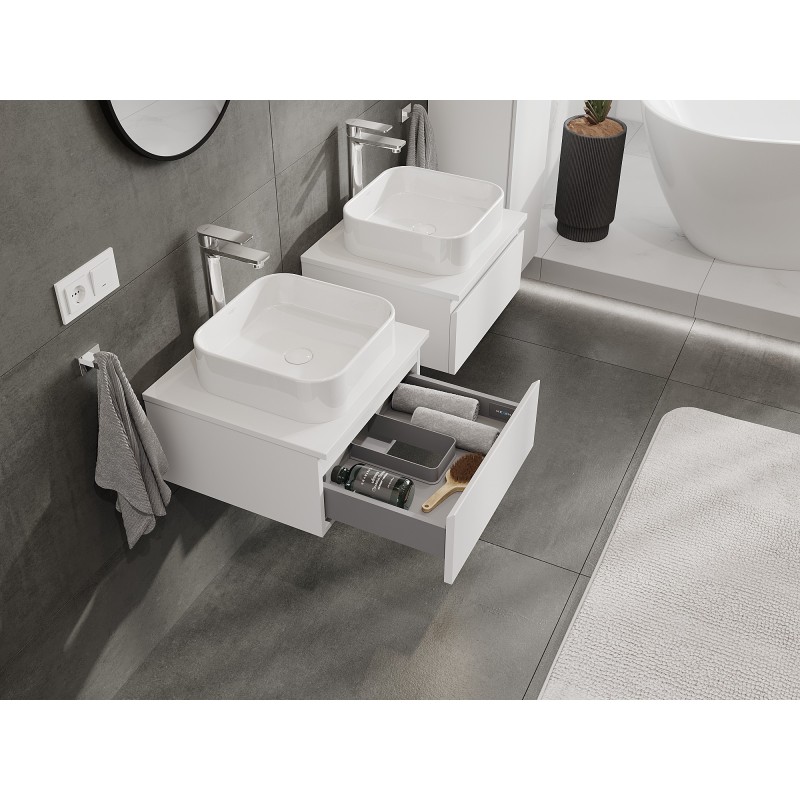 Mexen Orio armoire de salle de bain sous-vasque 50 cm avec plateau, 1 tiroir, blanc mat - 91A10-05023-1-BFC01