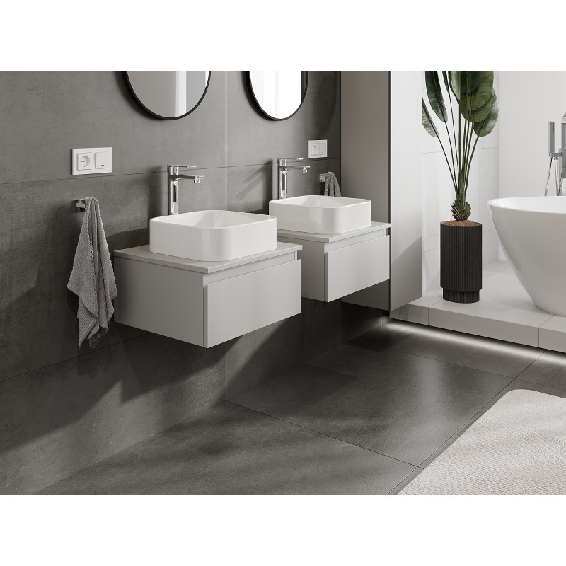 Mexen Orio armoire de salle de bain sous lavabo 50 cm avec plateau, 1 tiroir, gris mat - 91A10-05023-1-BFC62