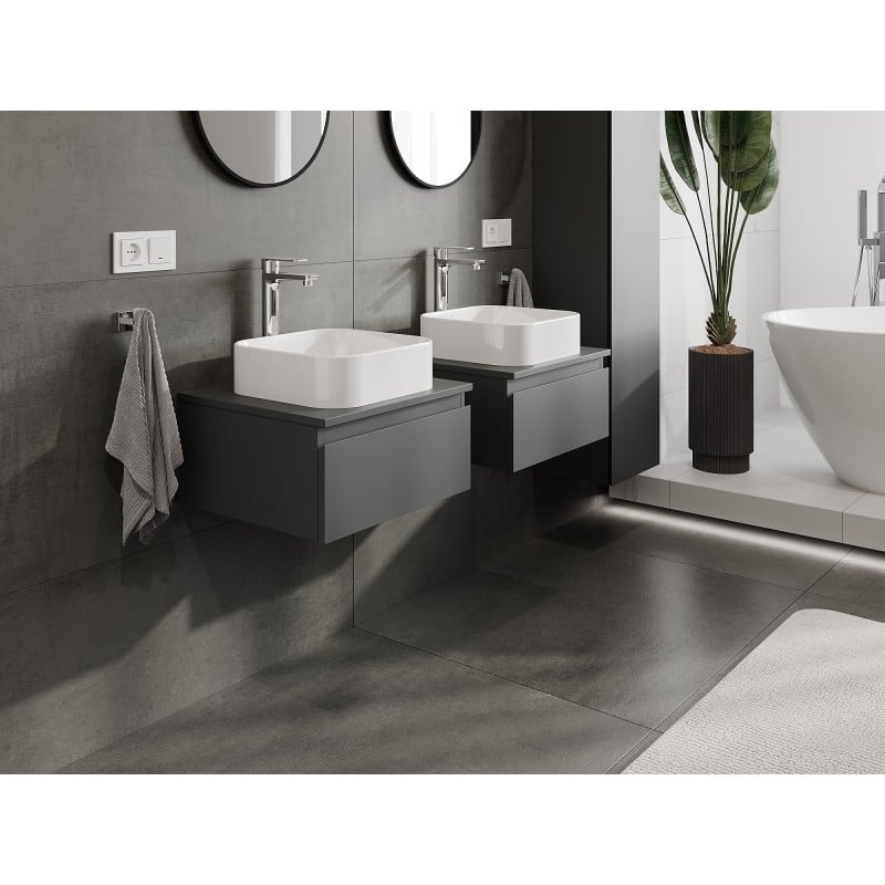 Mexen Orio meuble de salle de bain sous-lavabo 50 cm avec plateau, 1 tiroir, graphite mat - 91A10-05023-1-BFC66