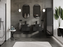 Mexen Orio armoire de salle de bains sous lavabo 50 cm avec plateau, 1 tiroir, noir brillant - 91A10-05023-1-BFC70