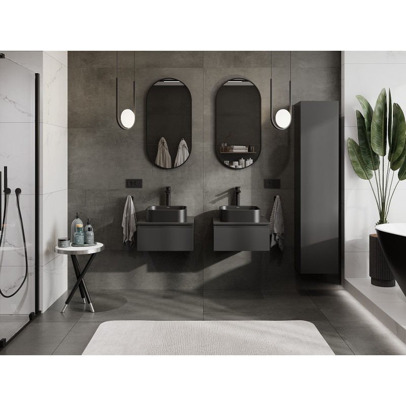 Mexen Orio armoire de salle de bains sous lavabo 50 cm avec plateau, 1 tiroir, noir mat - 91A10-05023-1-BFC71