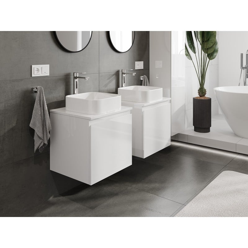 Mexen Orio armoire de salle de bains sous-lavabo 50 cm avec plateau, 1 tiroir, blanc brillant - 91A10-05047-1-BFC00