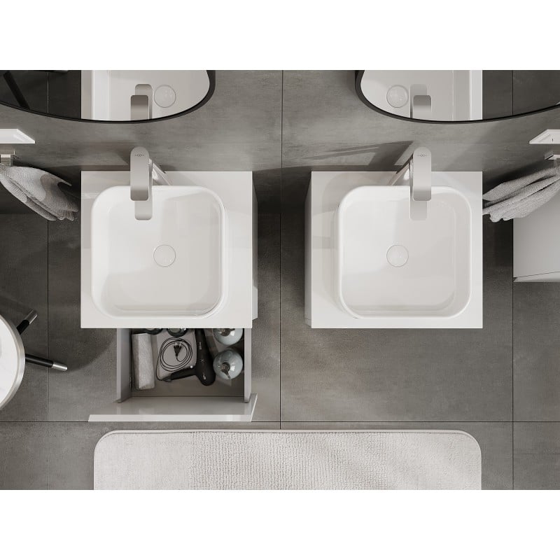 Mexen Orio armoire de salle de bains sous-lavabo 50 cm avec plateau, 1 tiroir, blanc brillant - 91A10-05047-1-BFC00
