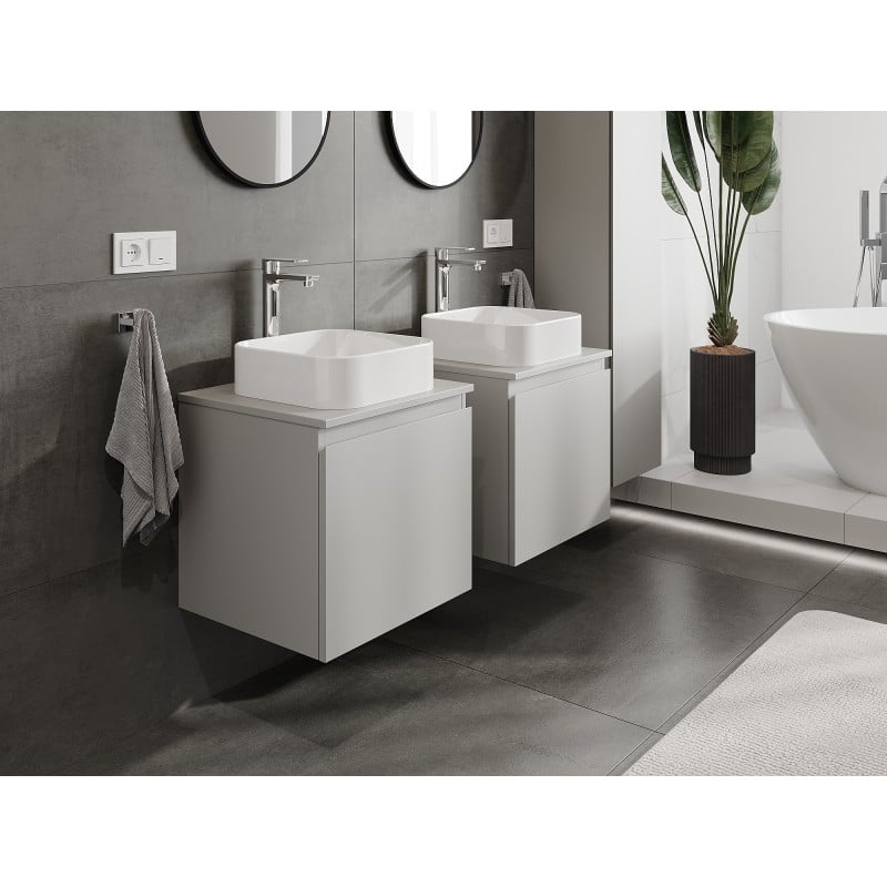 Mexen Orio armoire de salle de bain sous-vasque 50 cm avec plateau, 1 tiroir, gris mat - 91A10-05047-1-BFC62