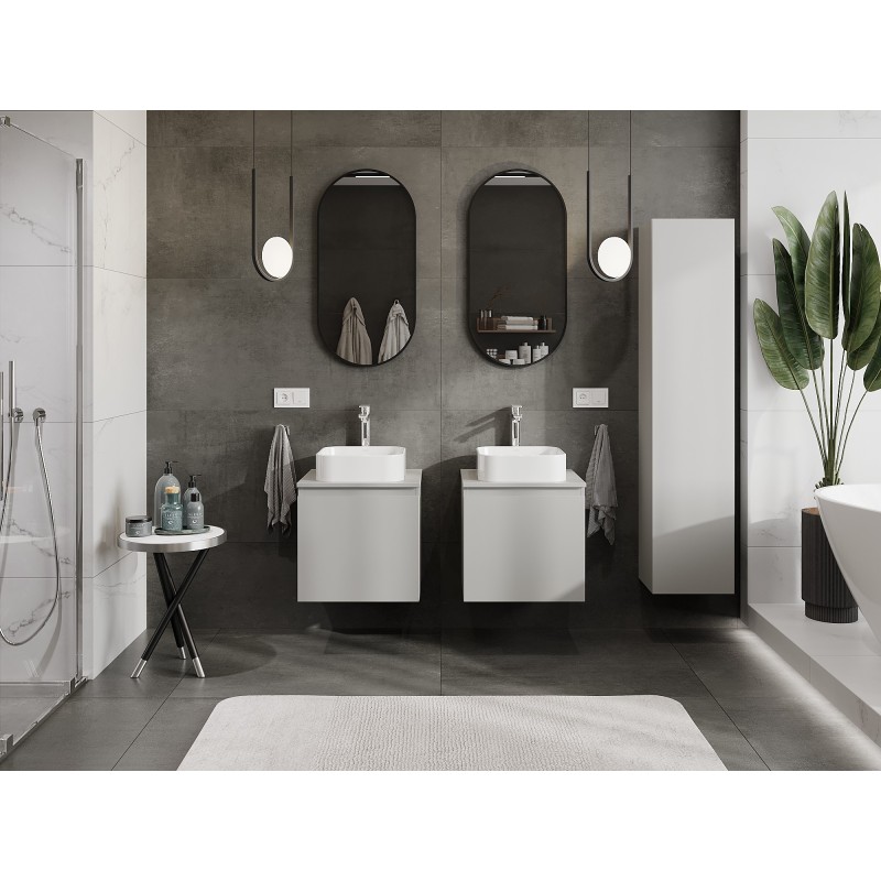 Mexen Orio armoire de salle de bain sous-vasque 50 cm avec plateau, 1 tiroir, gris mat - 91A10-05047-1-BFC62