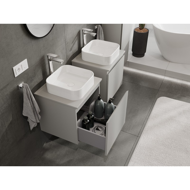 Mexen Orio armoire de salle de bain sous-vasque 50 cm avec plateau, 1 tiroir, gris mat - 91A10-05047-1-BFC62